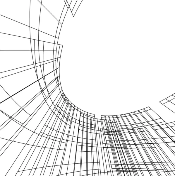 Abstrakte Zeichnungslinien Architektonischen Kunstkonzept Minimale Geometrische Formen — Stockvektor