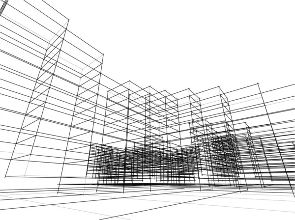 Linhas Abstratas Desenho Conceito Arte Arquitetônica Formas Geométricas Mínimas — Vetor de Stock