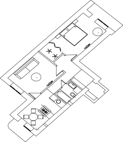 Abstraktní Kreslicí Čáry Architektonickém Pojetí Minimální Geometrické Tvary — Stockový vektor