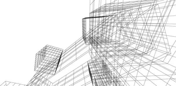 Abstrakta Teckningslinjer Arkitektonisk Konst Koncept Minimala Geometriska Former — Stock vektor