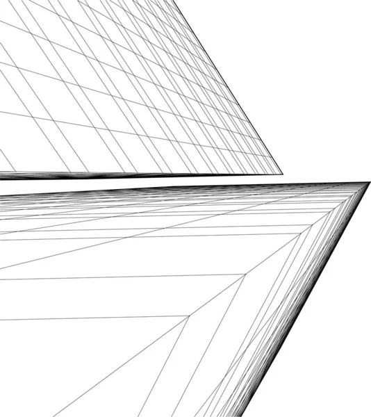 Líneas Abstractas Dibujo Concepto Arte Arquitectónico Formas Geométricas Mínimas — Archivo Imágenes Vectoriales