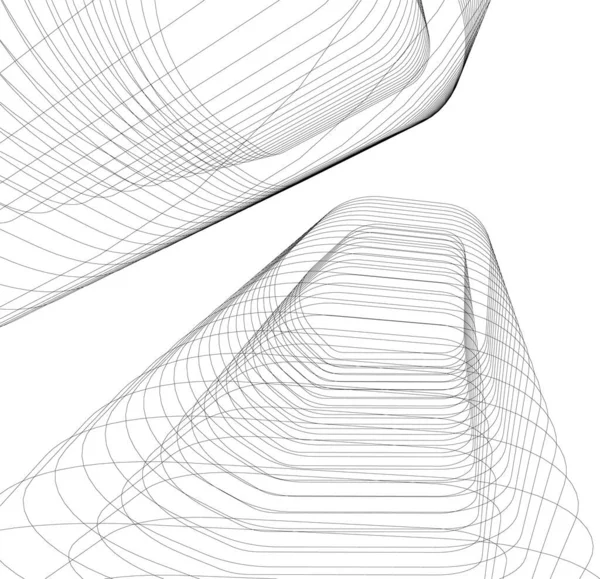 Elvont Rajzvonalak Építészeti Képzőművészetben Minimális Geometriai Formák — Stock Vector