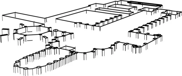 Linee Disegno Astratte Nel Concetto Arte Architettonica Forme Geometriche Minime — Vettoriale Stock