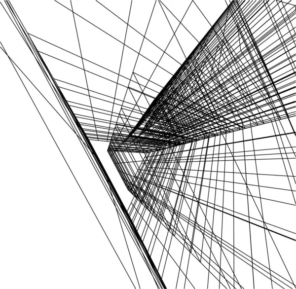 Linhas Abstratas Desenho Conceito Arte Arquitetônica Formas Geométricas Mínimas — Vetor de Stock