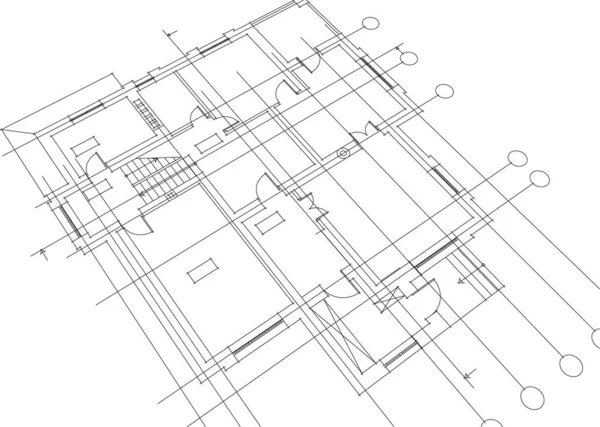 Linee Disegno Astratte Nel Concetto Arte Architettonica Forme Geometriche Minime — Vettoriale Stock