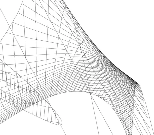 Líneas Abstractas Dibujo Concepto Arte Arquitectónico Formas Geométricas Mínimas — Vector de stock