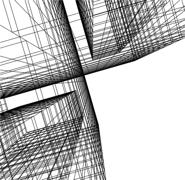 Abstrakte Zeichnungslinien Architektonischen Kunstkonzept Minimale Geometrische Formen — Stockvektor