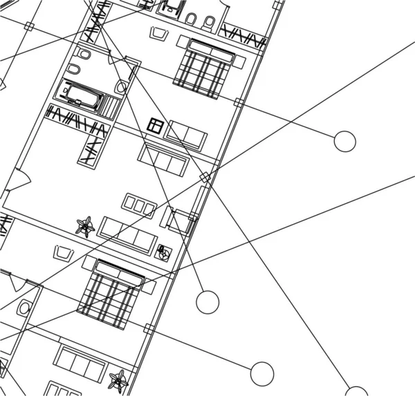 Arquitectura Edificio Ilustración Sobre Fondo — Vector de stock