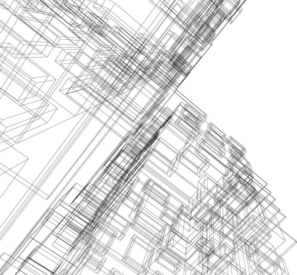 Abstrakte Zeichnungslinien Architektonischen Kunstkonzept Minimale Geometrische Formen — Stockvektor