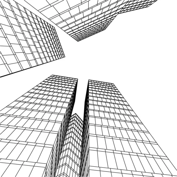 Abstrakta Teckningslinjer Arkitektonisk Konst Koncept Minimala Geometriska Former — Stock vektor