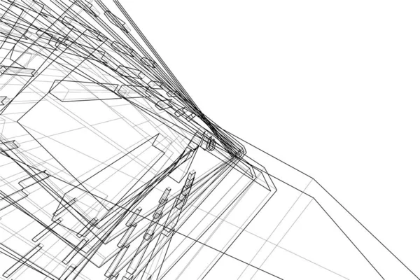 Elvont Rajzvonalak Építészeti Képzőművészetben Minimális Geometriai Formák — Stock Vector