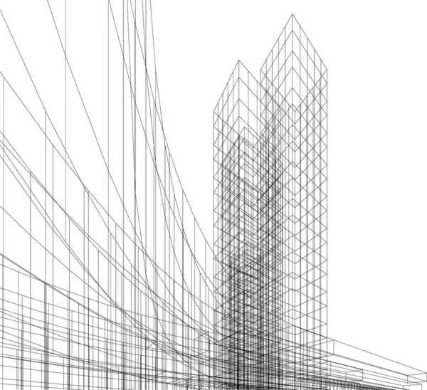 Linee Disegno Astratte Nel Concetto Arte Architettonica Forme Geometriche Minime — Vettoriale Stock