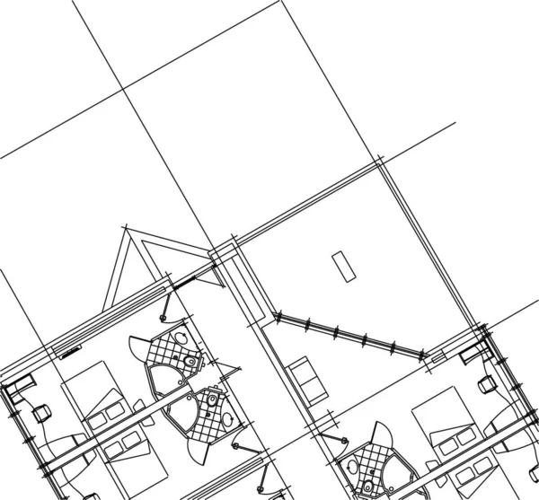 Líneas Abstractas Dibujo Concepto Arte Arquitectónico Formas Geométricas Mínimas — Archivo Imágenes Vectoriales