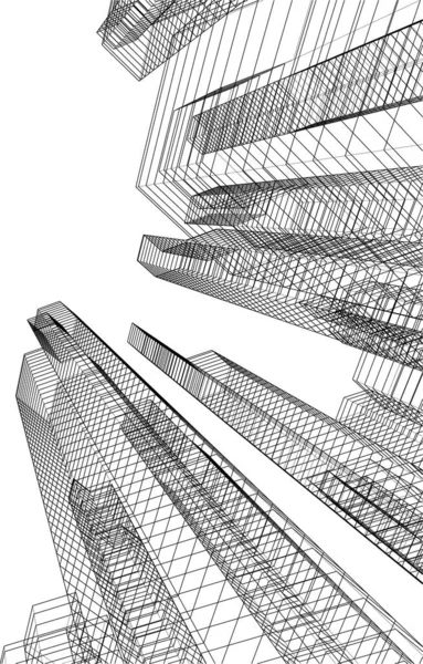 Lignes Dessin Abstraites Dans Concept Art Architectural Formes Géométriques Minimales — Image vectorielle