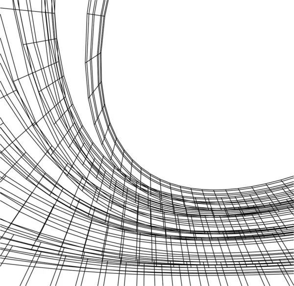 Líneas Abstractas Dibujo Concepto Arte Arquitectónico Formas Geométricas Mínimas — Vector de stock