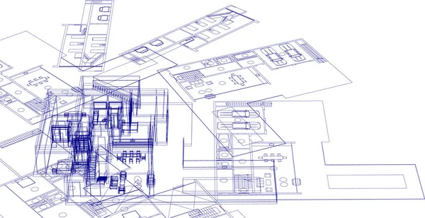 Líneas Abstractas Dibujo Concepto Arte Arquitectónico Formas Geométricas Mínimas — Vector de stock