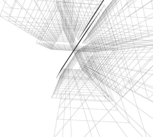 Abstrakte Zeichnungslinien Architektonischen Kunstkonzept Minimale Geometrische Formen — Stockvektor