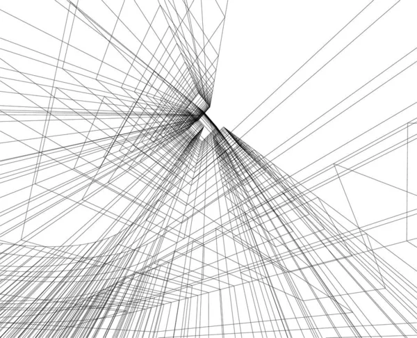 Líneas Abstractas Dibujo Concepto Arte Arquitectónico Formas Geométricas Mínimas — Archivo Imágenes Vectoriales