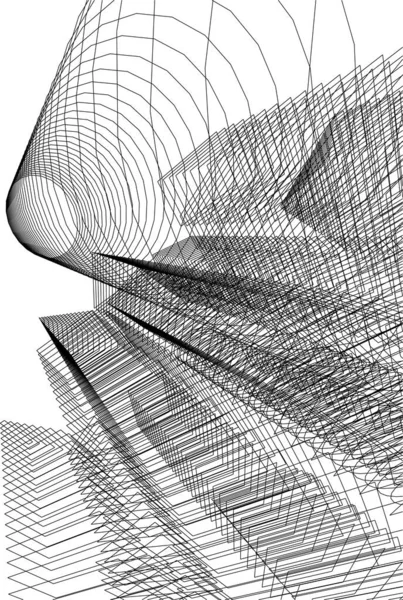 Lignes Dessin Abstraites Dans Concept Art Architectural Formes Géométriques Minimales — Image vectorielle