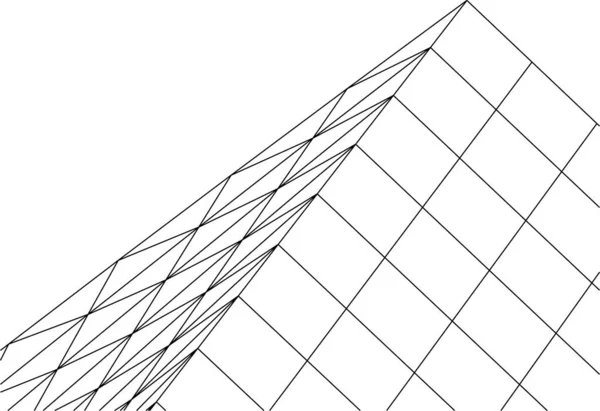 建筑艺术概念中的抽象绘图线 最小几何形状 — 图库矢量图片