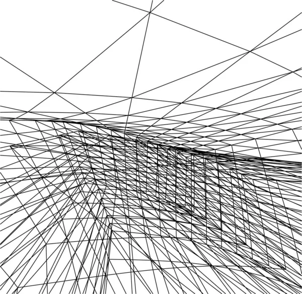 Elvont Rajzvonalak Építészeti Képzőművészetben Minimális Geometriai Formák — Stock Vector