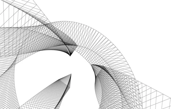 Líneas Abstractas Dibujo Concepto Arte Arquitectónico Formas Geométricas Mínimas — Vector de stock