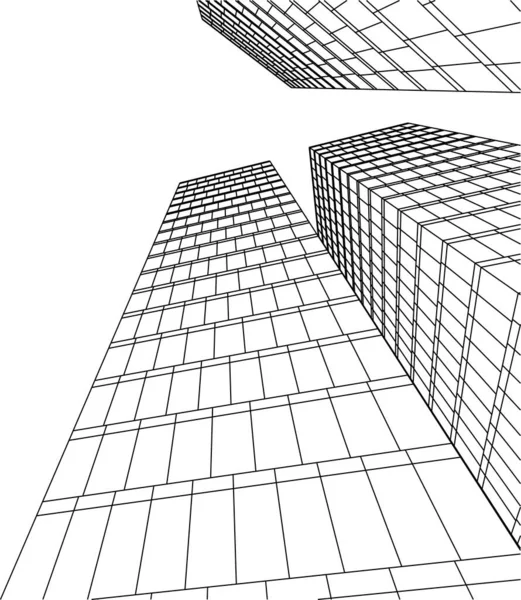 Abstracte Tekenlijnen Architectonisch Kunstconcept Minimale Geometrische Vormen — Stockvector