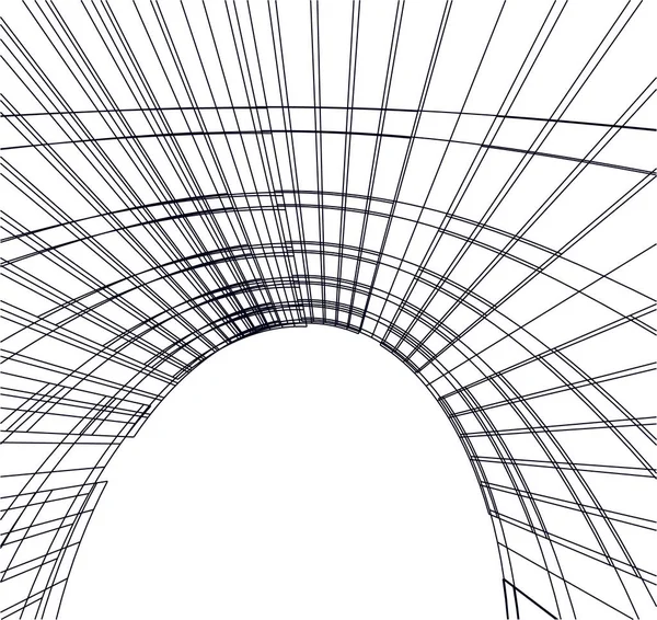 Abstrakte Zeichnungslinien Architektonischen Kunstkonzept Minimale Geometrische Formen — Stockvektor