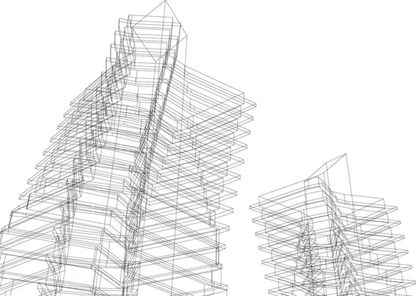 Mimari Sanat Konseptinde Soyut Çizgiler Minimum Geometrik Şekiller — Stok Vektör