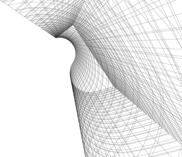 Abstracte Tekenlijnen Architectonisch Kunstconcept Minimale Geometrische Vormen — Stockvector