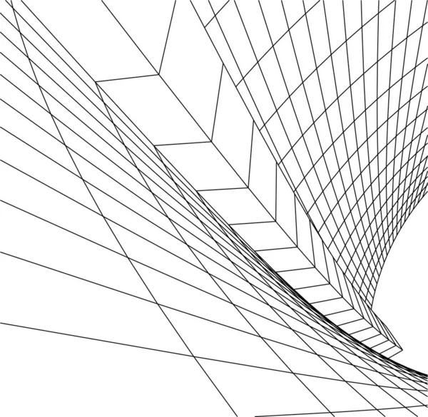 Abstrakte Zeichnungslinien Architektonischen Kunstkonzept Minimale Geometrische Formen — Stockvektor