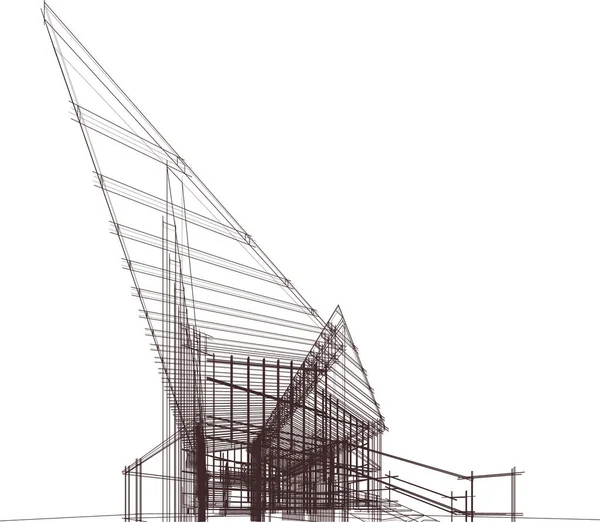 Mimari Sanat Konseptinde Soyut Çizgiler Minimum Geometrik Şekiller — Stok Vektör