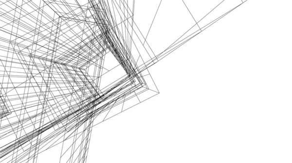 Abstracte Tekenlijnen Architectonisch Kunstconcept Minimale Geometrische Vormen — Stockvector