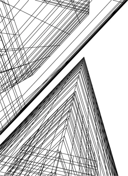 Líneas Abstractas Dibujo Concepto Arte Arquitectónico Formas Geométricas Mínimas — Vector de stock