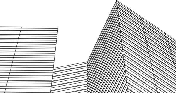 Abstracte Tekenlijnen Architectonisch Kunstconcept Minimale Geometrische Vormen — Stockvector