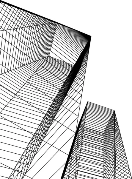 Lignes Dessin Abstraites Dans Concept Art Architectural Formes Géométriques Minimales — Image vectorielle