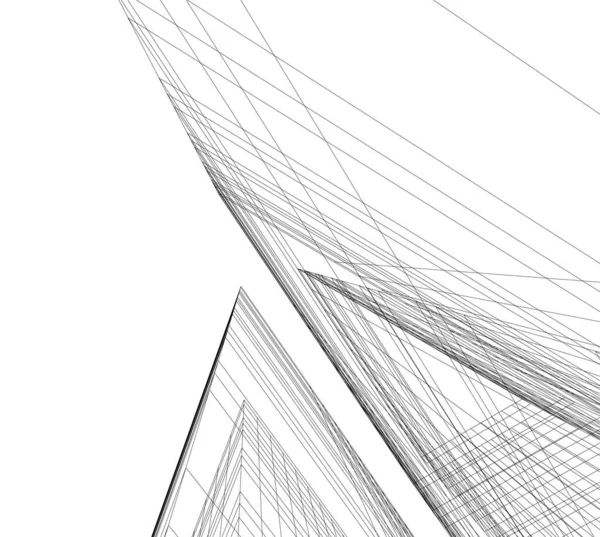 Linee Disegno Astratte Nel Concetto Arte Architettonica Forme Geometriche Minime — Vettoriale Stock