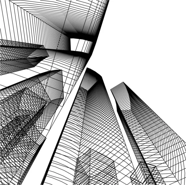 Linhas Abstratas Desenho Conceito Arte Arquitetônica Formas Geométricas Mínimas — Vetor de Stock