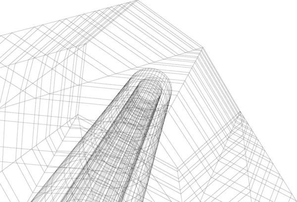 Linee Disegno Astratte Nel Concetto Arte Architettonica Forme Geometriche Minime — Vettoriale Stock