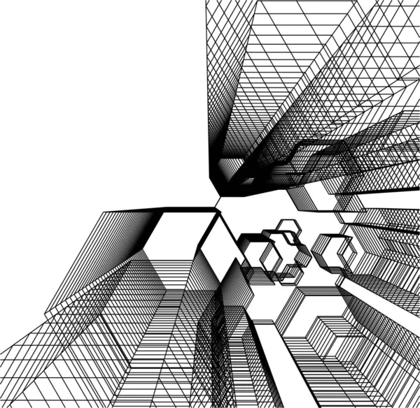 Abstraktní Kreslicí Čáry Architektonickém Pojetí Minimální Geometrické Tvary — Stockový vektor