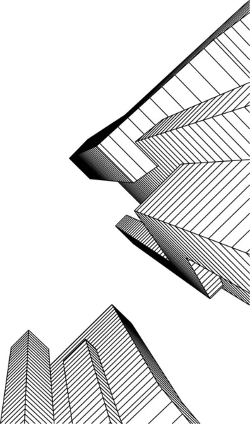 Abstrakte Zeichnungslinien Architektonischen Kunstkonzept Minimale Geometrische Formen — Stockvektor