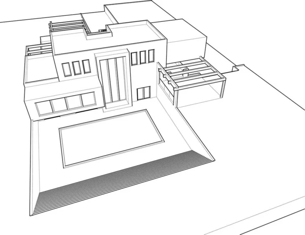 Abstrakcyjne Linie Rysunku Koncepcji Sztuki Architektonicznej Minimalne Kształty Geometryczne — Wektor stockowy