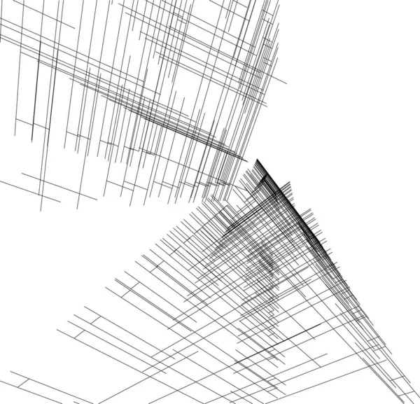 Líneas Abstractas Dibujo Concepto Arte Arquitectónico Formas Geométricas Mínimas — Vector de stock