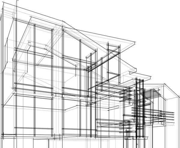 Abstraktní Kreslicí Čáry Architektonickém Pojetí Minimální Geometrické Tvary — Stockový vektor