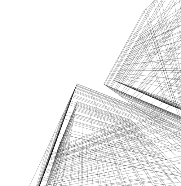 Abstracte Tekenlijnen Architectonisch Kunstconcept Minimale Geometrische Vormen — Stockvector