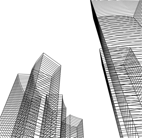 Abstrakte Zeichnungslinien Architektonischen Kunstkonzept Minimale Geometrische Formen — Stockvektor