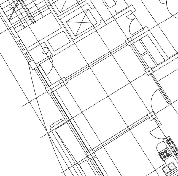 Abstracte Tekenlijnen Architectonisch Kunstconcept Minimale Geometrische Vormen — Stockvector