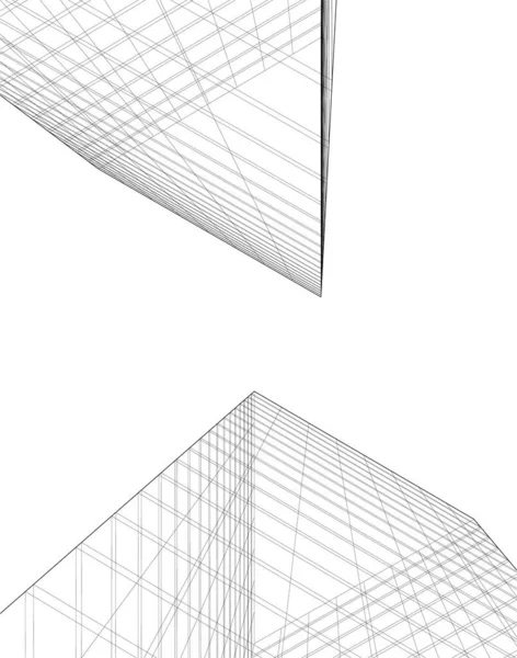 Mimari Sanat Konseptinde Soyut Çizgiler Minimum Geometrik Şekiller — Stok Vektör