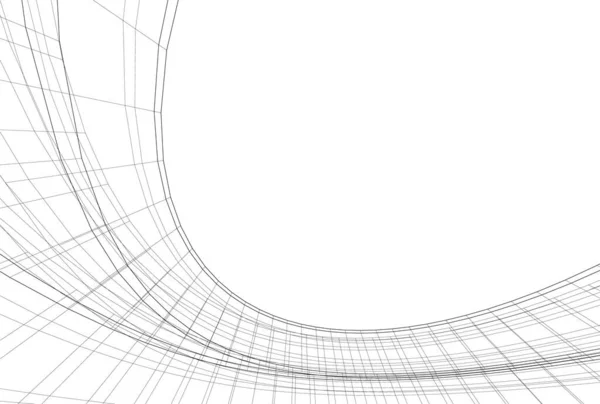 Abstrakta Teckningslinjer Arkitektonisk Konst Koncept Minimala Geometriska Former — Stock vektor