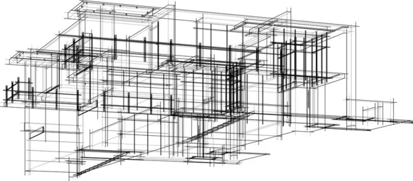 Líneas Abstractas Dibujo Concepto Arte Arquitectónico Formas Geométricas Mínimas — Vector de stock